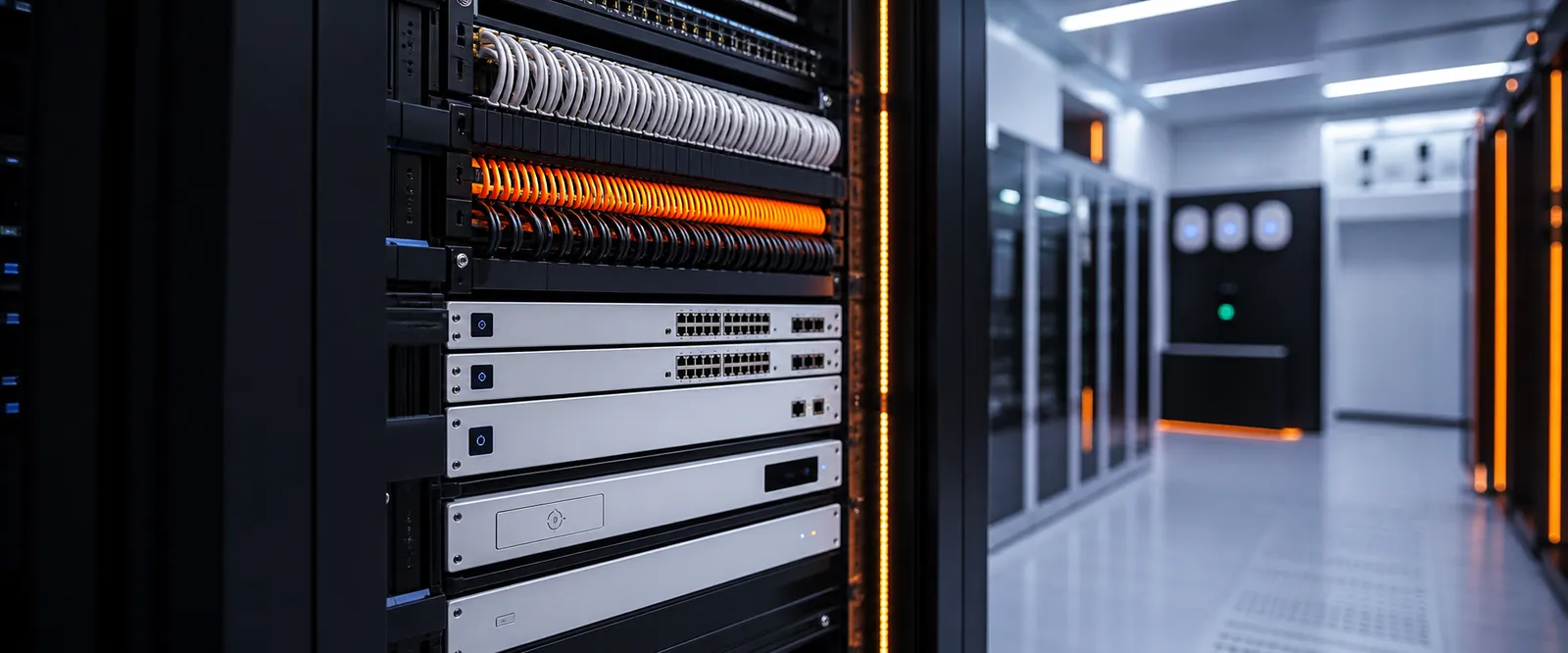 Organised UniFi network rack with neatly managed cabling